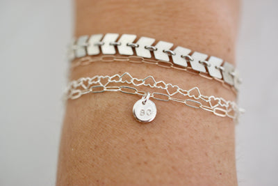 Paperclip Chain Bracelet - Adjustable Sterling Silver Bracelet - Personalized Charm