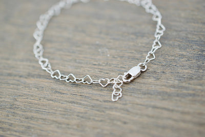 Paperclip Chain Bracelet - Adjustable Sterling Silver Bracelet - Personalized Charm