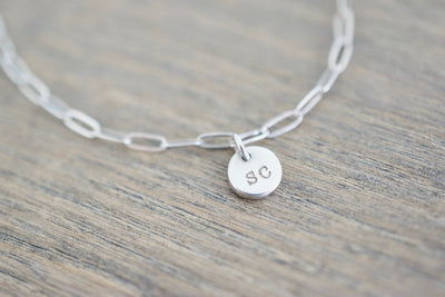 Paperclip Chain Bracelet - Adjustable Sterling Silver Bracelet - Personalized Charm