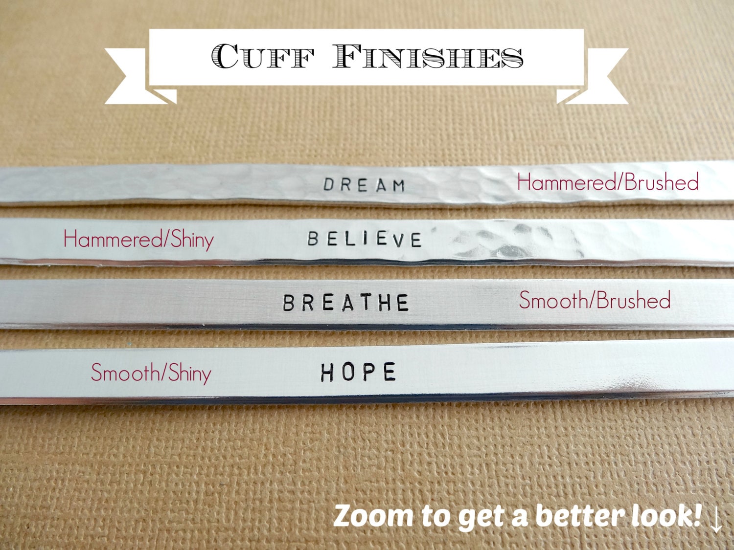 Personalized Bracelet - Custom Text Cuff Bracelet - 1/8 inch