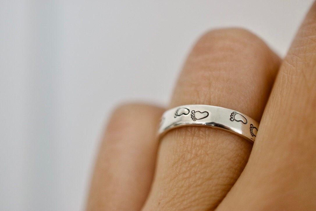 Footprint Ring - Sterling Silver Ring - Gifts for Her