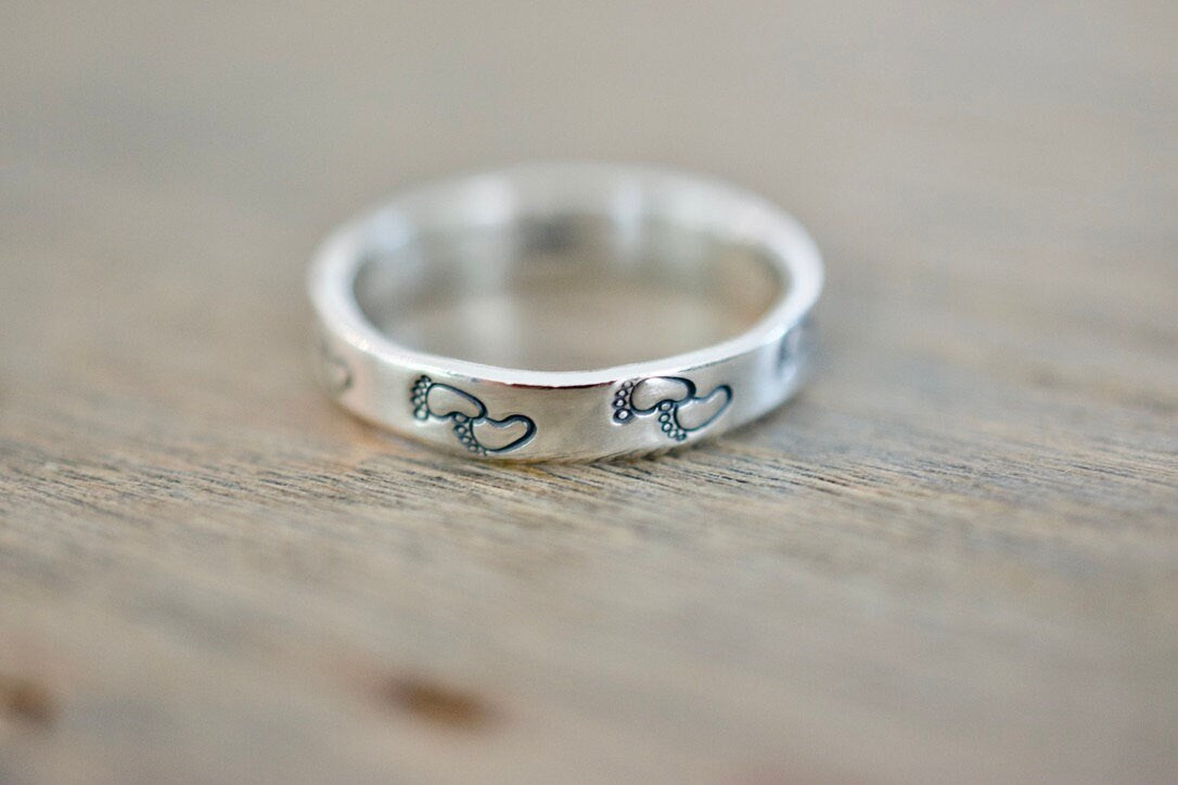 Footprint Ring - Sterling Silver Ring - Gifts for Her