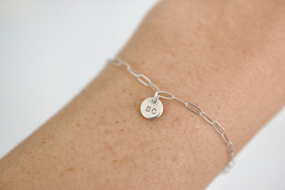 Paperclip Chain Bracelet - Adjustable Sterling Silver Bracelet - Personalized Charm