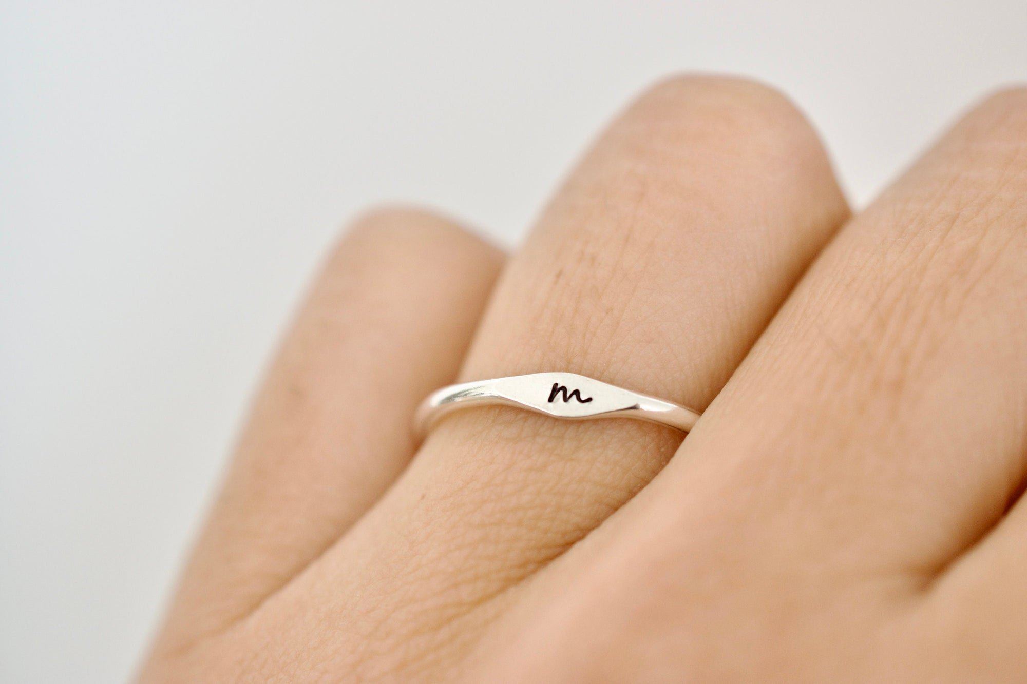 Initial Ring - Sterling Stacking Ring - Personalized Signet Ring