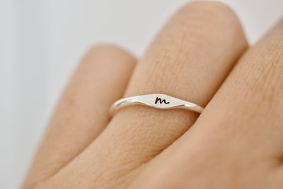 Initial Ring - Sterling Stacking Ring - Personalized Signet Ring