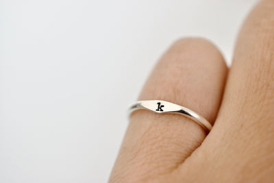 Initial Ring - Sterling Stacking Ring - Personalized Signet Ring