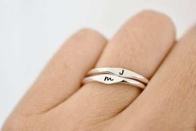 Initial Ring - Sterling Stacking Ring - Personalized Signet Ring