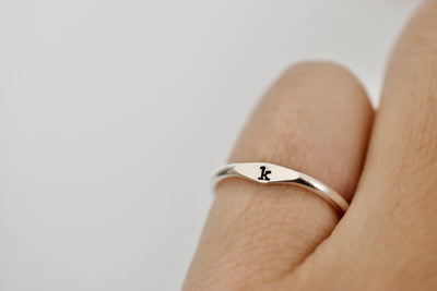 Initial Ring - Sterling Stacking Ring - Personalized Signet Ring