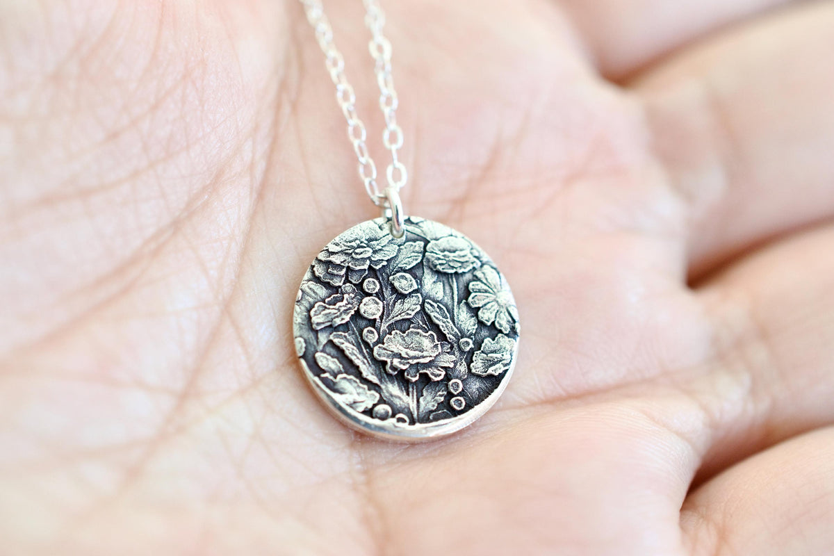 Marigold and Cosmos Necklace - Birth month Flower Jewelry - October Jewelry