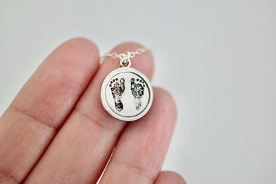 Footprint Necklace - Baby Footprint Charm Jewelry