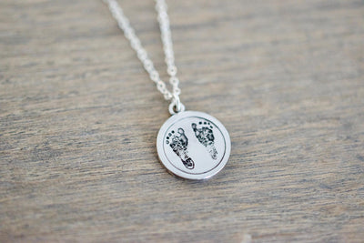 Footprint Necklace - Baby Footprint Charm Jewelry