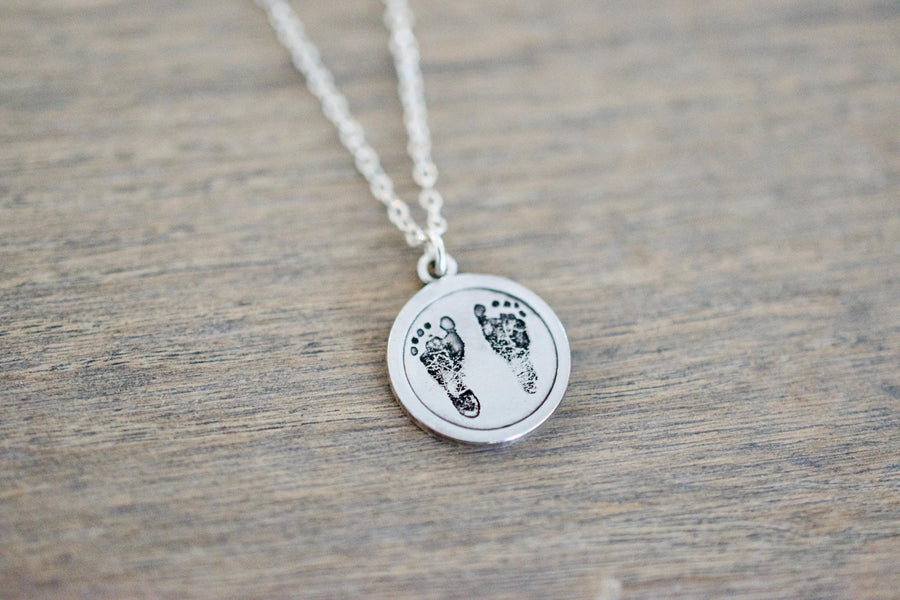 Footprint Necklace - Baby Footprint Charm Jewelry