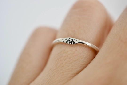 Mountain Ring - Sterling Stacking Ring - Signet Ring