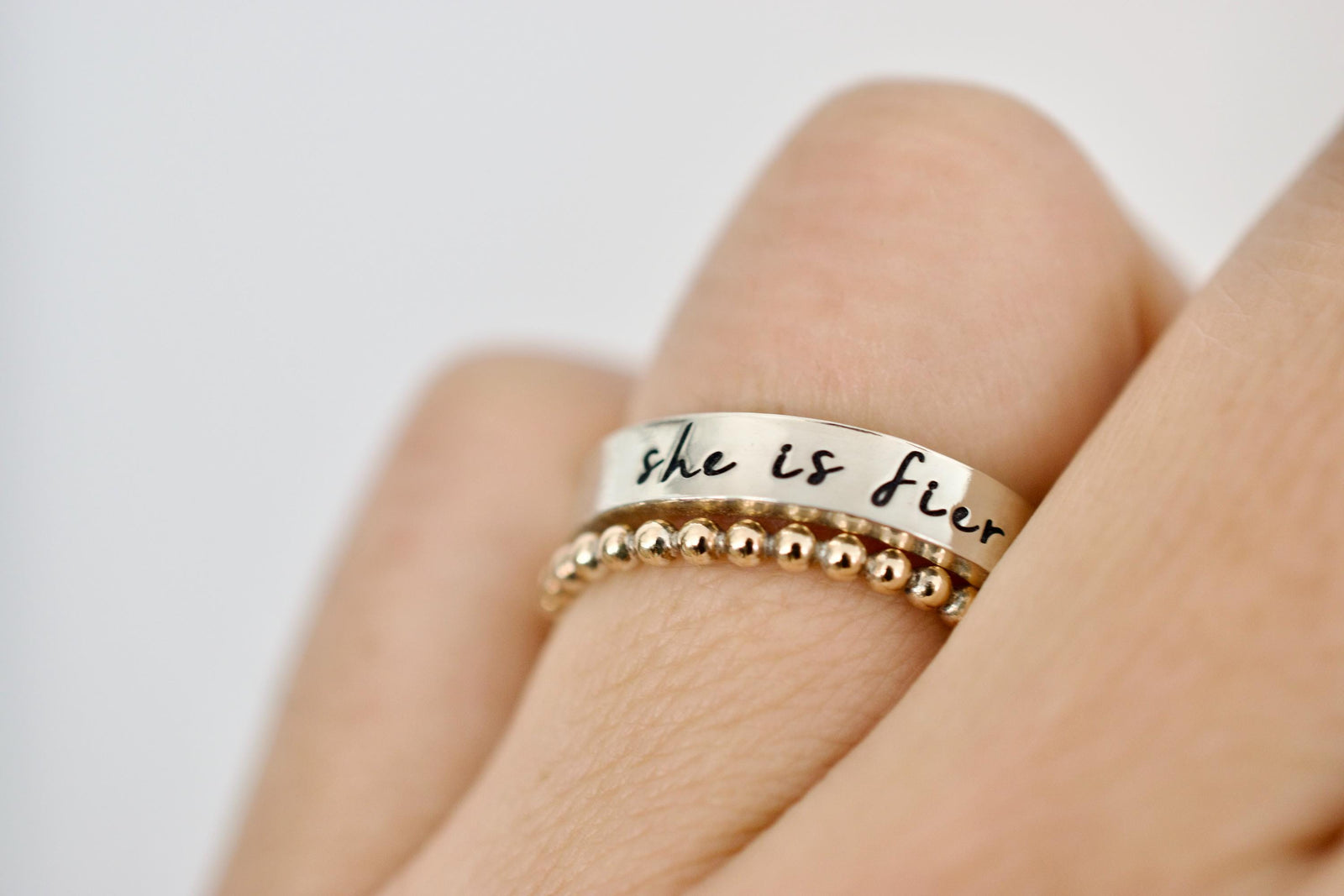 Gold Beaded Ring - Stacking Ring - Gold Accent Ring