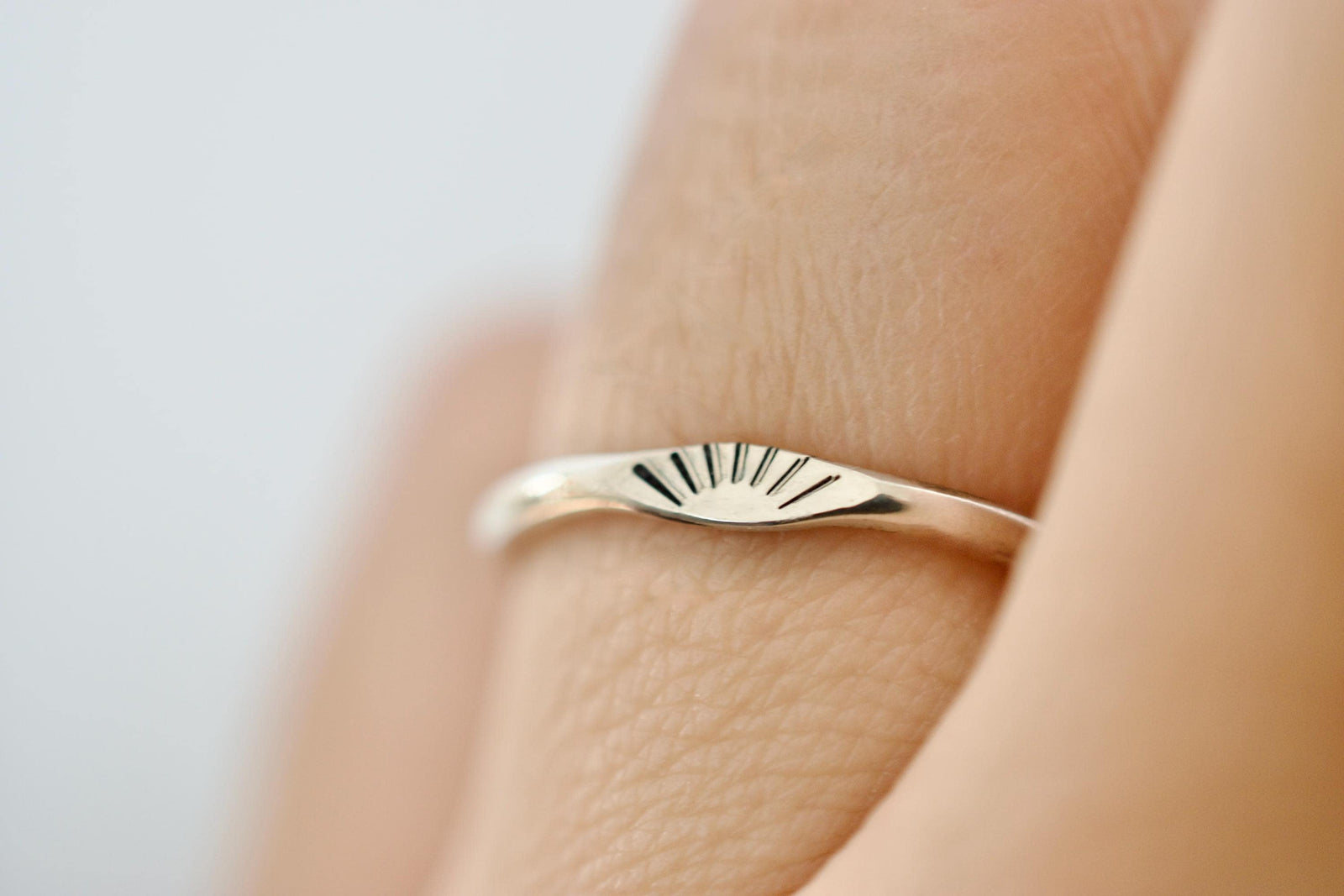 Sunburst Ring - Sterling Stacking Ring - Signet Ring