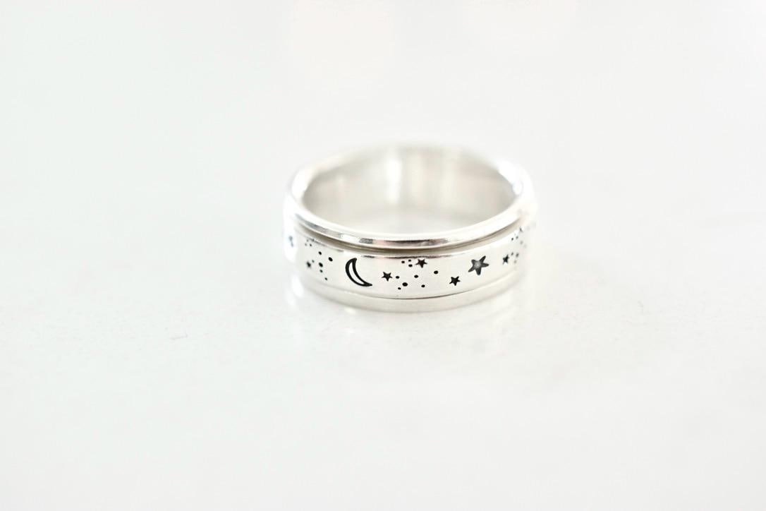 Moon and Stars Spinner Ring - Fidget Ring