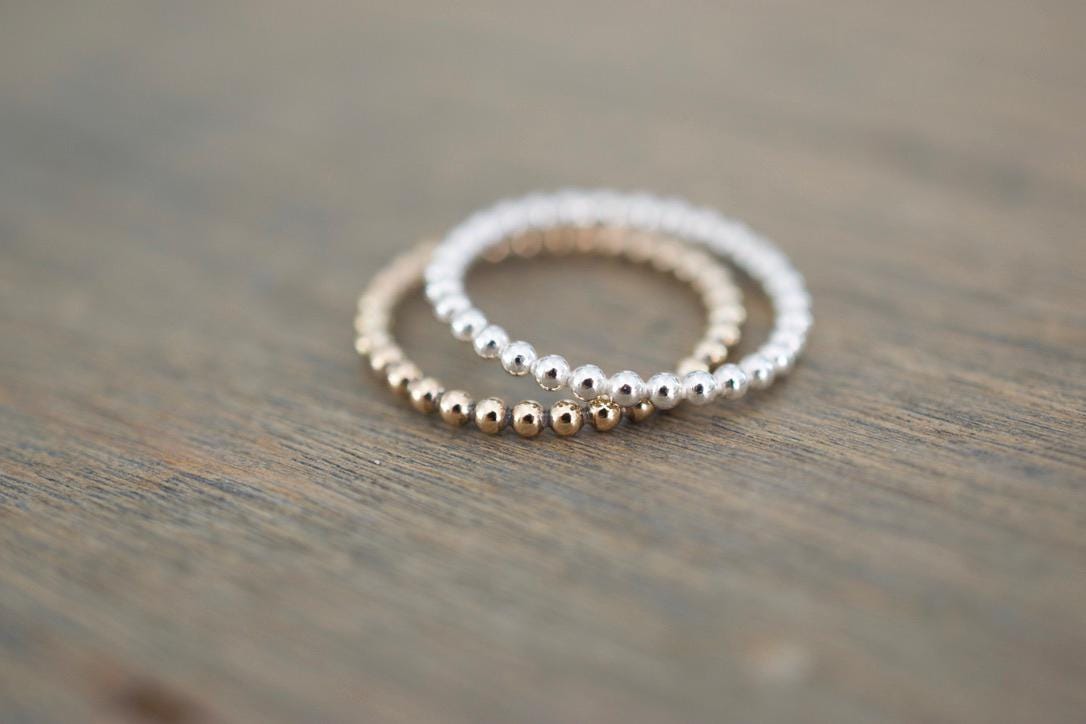 Gold Beaded Ring - Stacking Ring - Gold Accent Ring