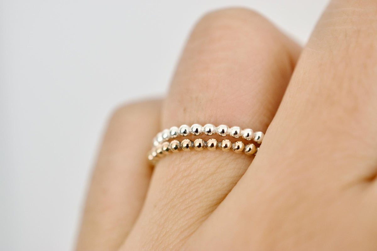 Gold Beaded Ring - Stacking Ring - Gold Accent Ring