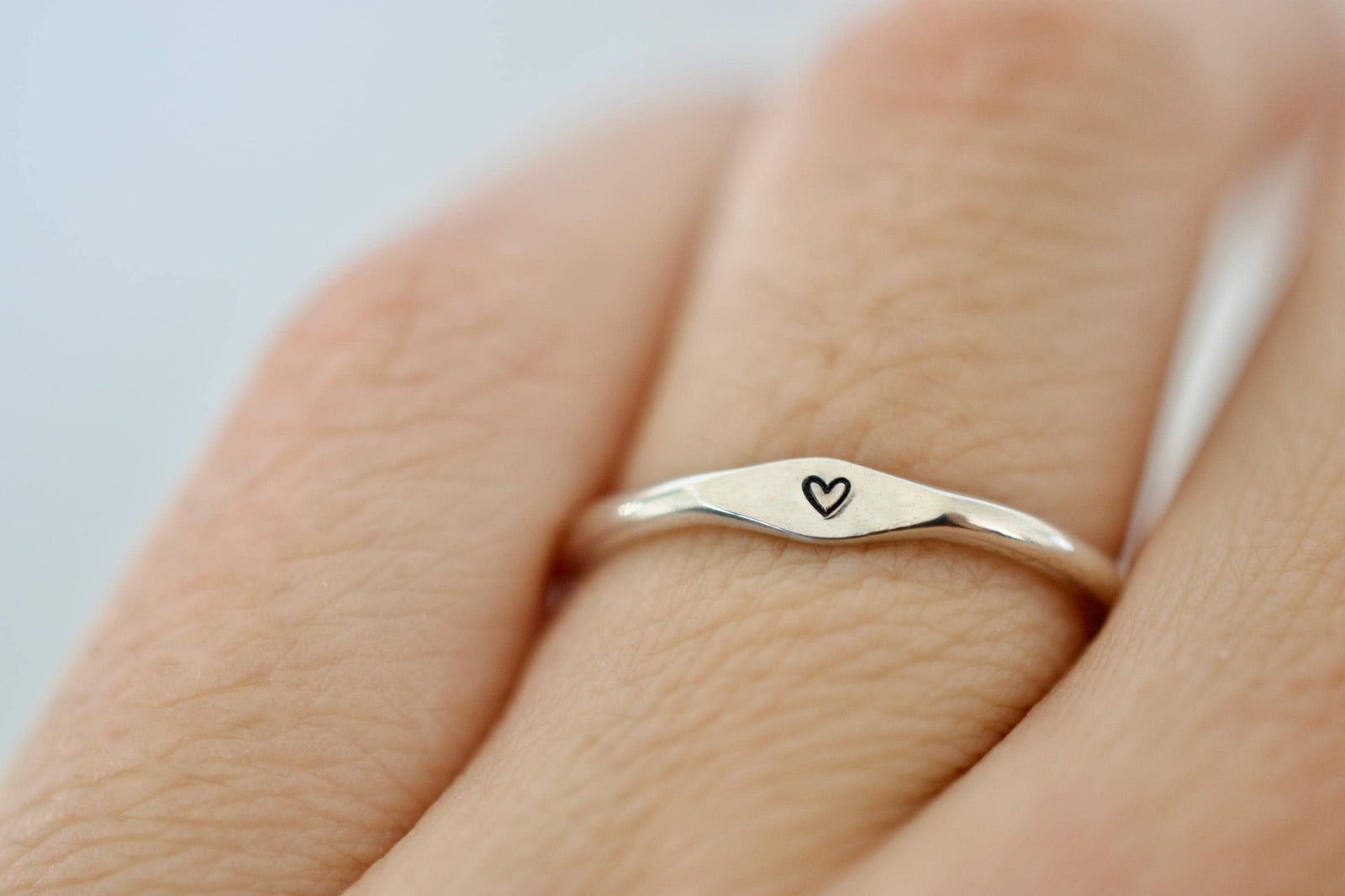 Heart Ring - Sterling Stacking Ring - Signet Ring