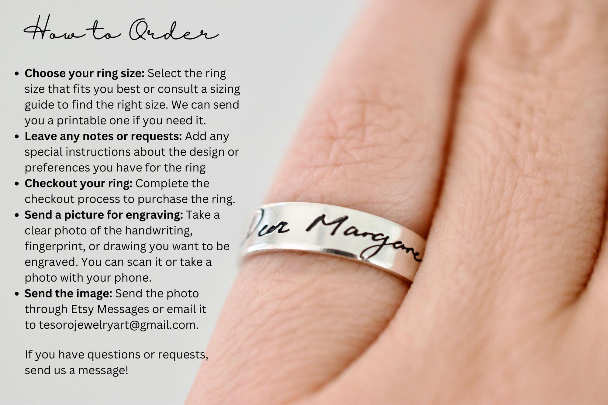 Handwriting Ring - Sterling Silver Signature Ring