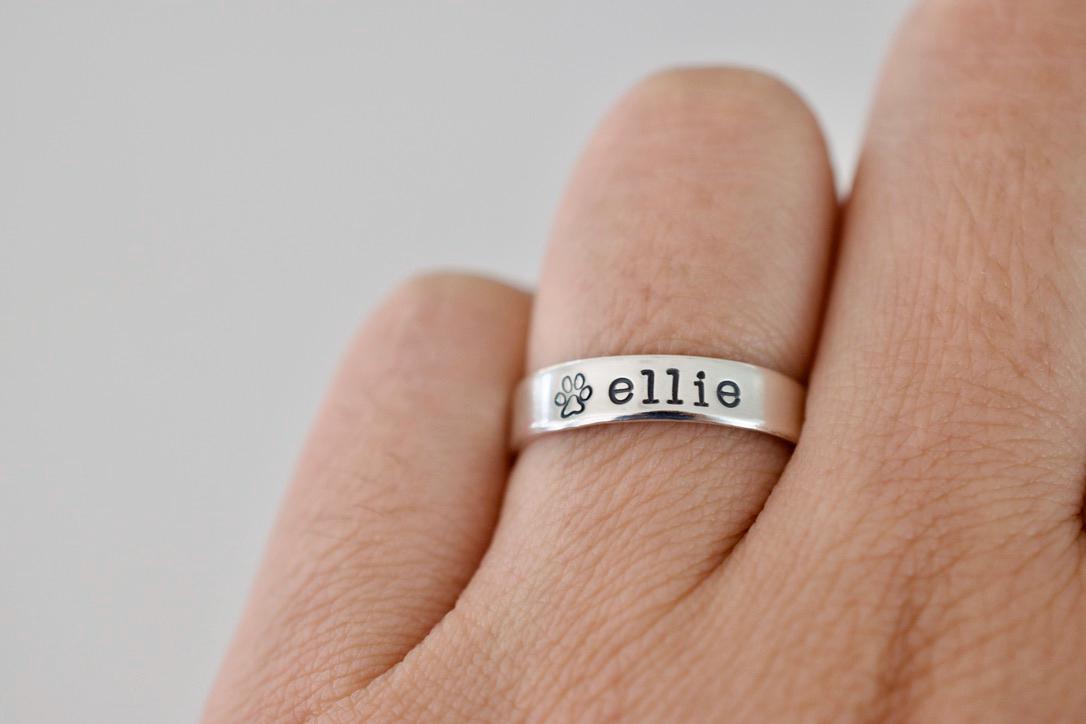 Pet Name Ring - Sterling Silver Ring - Gifts for Her