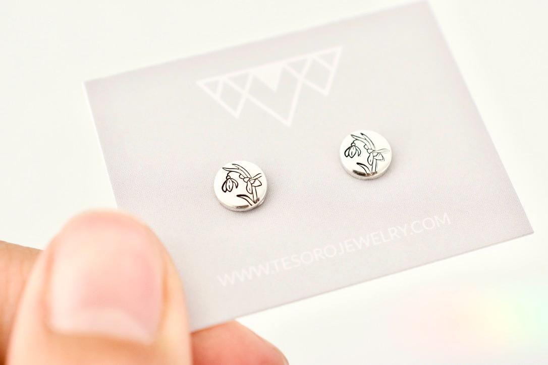 Snowdrop Earrings - January Birth Month Flower