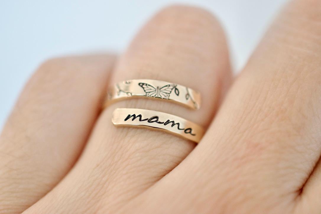 Mama Butterfly Wrap Ring - Sterling Silver, 14kt Gold Filled, 14kt Rose Gold Filled