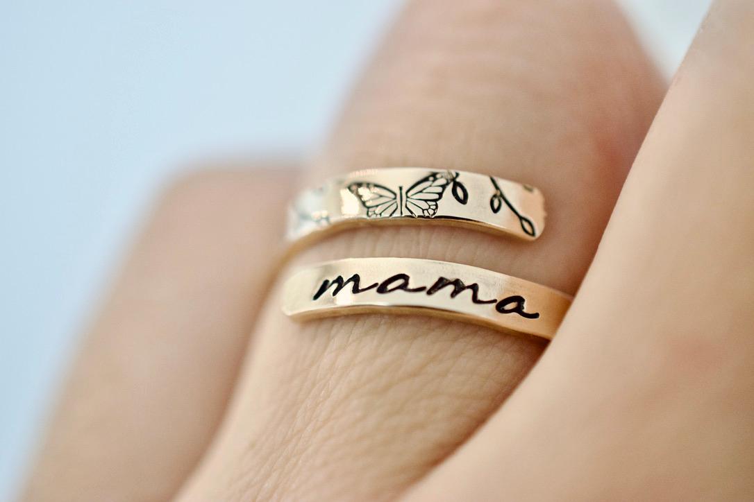 Mama Butterfly Wrap Ring - Sterling Silver, 14kt Gold Filled, 14kt Rose Gold Filled