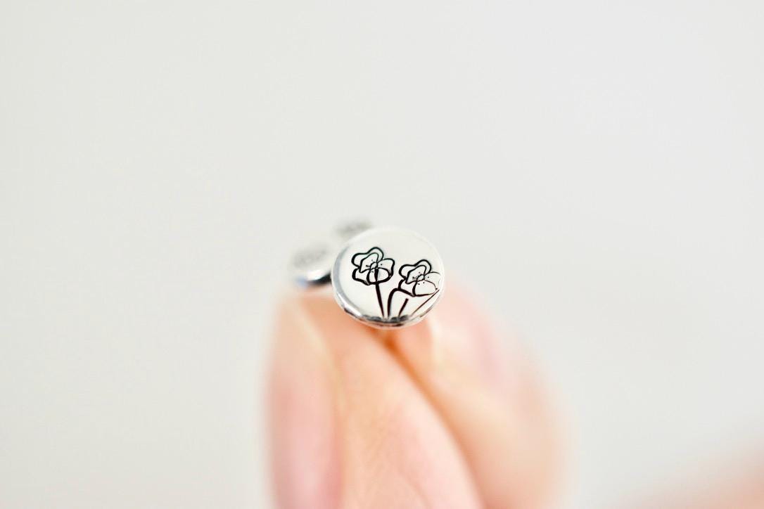 Poppy Earrings - August Birth Month Flower