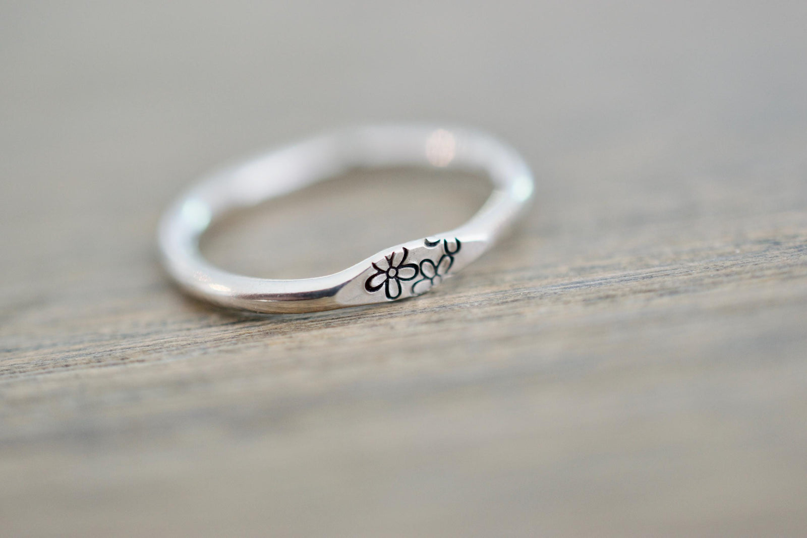 Daisy Ring - Sterling Stacking Ring - April Signet Ring