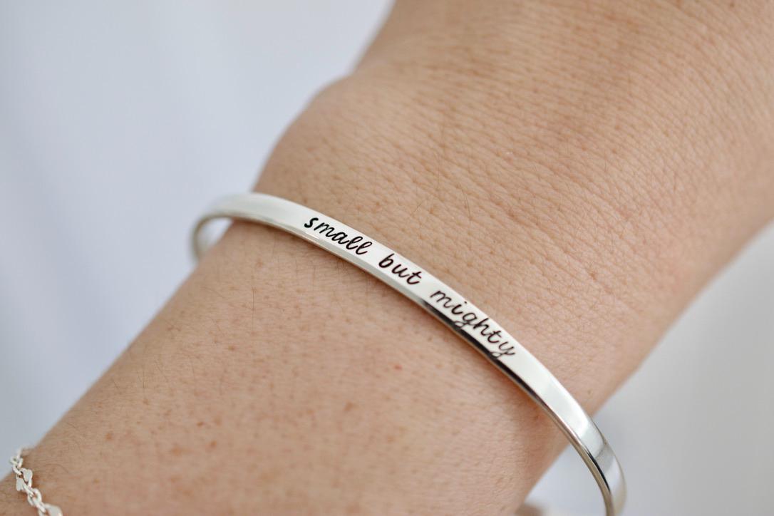 Small but Mighty Bracelet - Personalized Text Bracelet - 1/8 inch