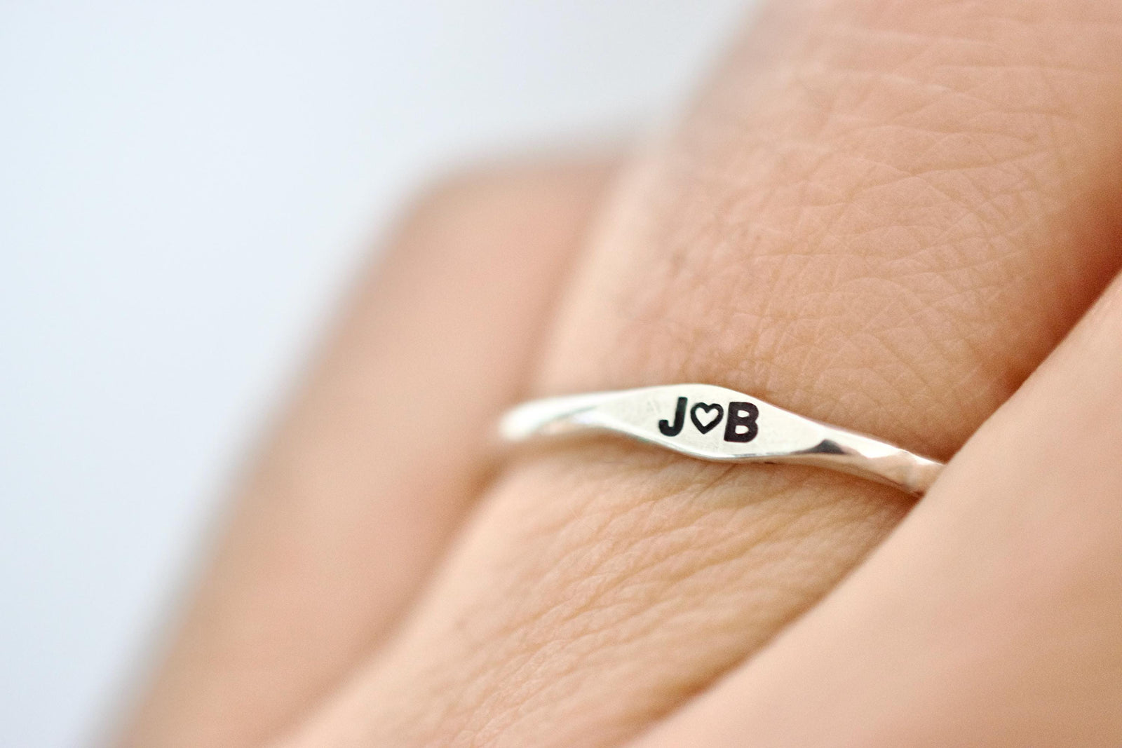 Couples Ring - Sterling Stacking Ring - Personalized Signet Ring