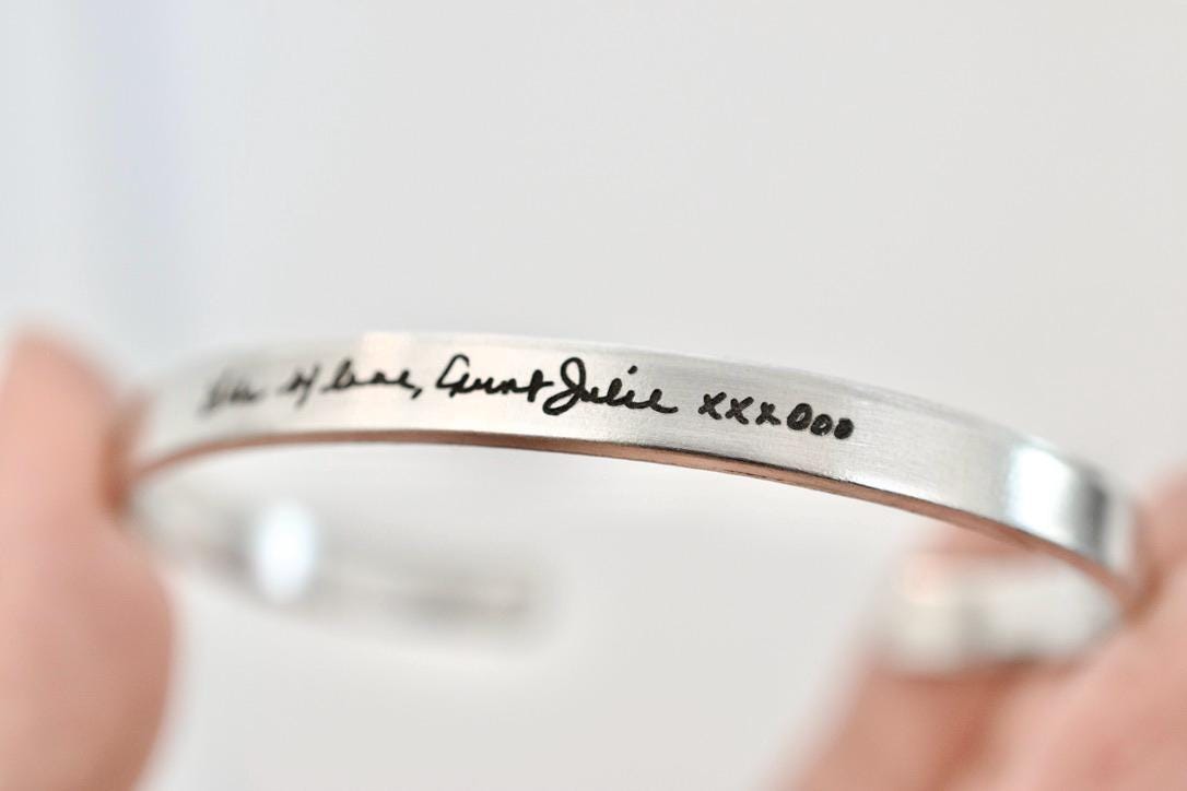 Handwriting Bracelet - Personalized Cuff - Engraved Jewelry - 1/4 inch