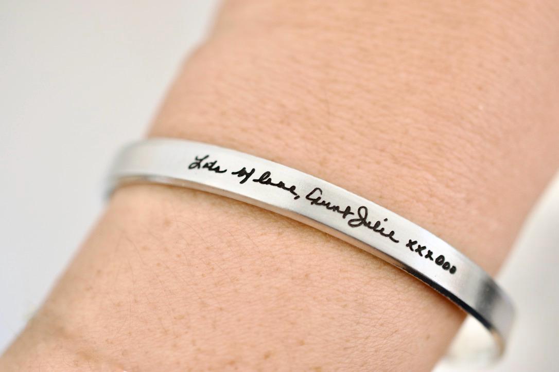 Handwriting Bracelet - Personalized Cuff - Engraved Jewelry - 1/4 inch