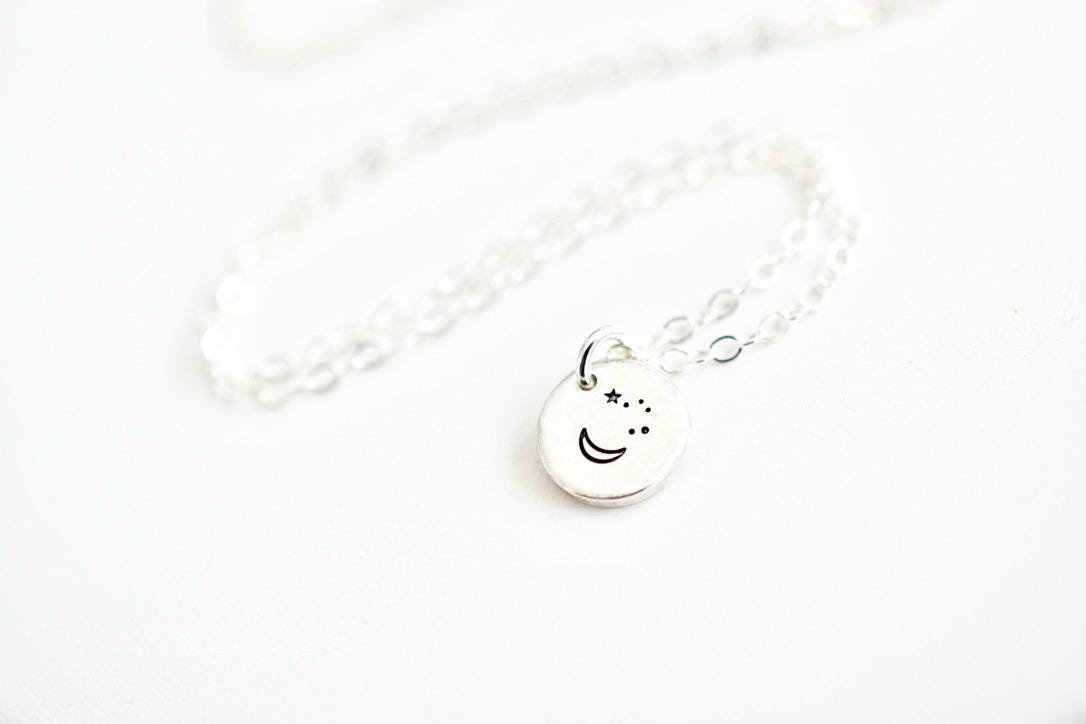 Moon and Stars Necklace - Sterling Necklace