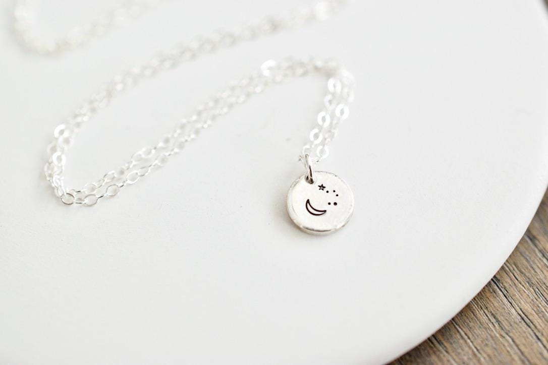 Moon and Stars Necklace - Sterling Necklace