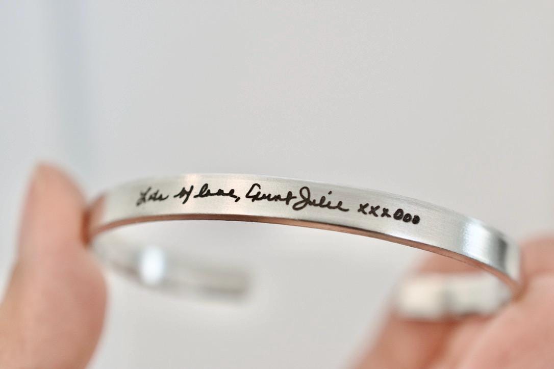 Handwriting Bracelet - Personalized Cuff - Engraved Jewelry - 1/4 inch
