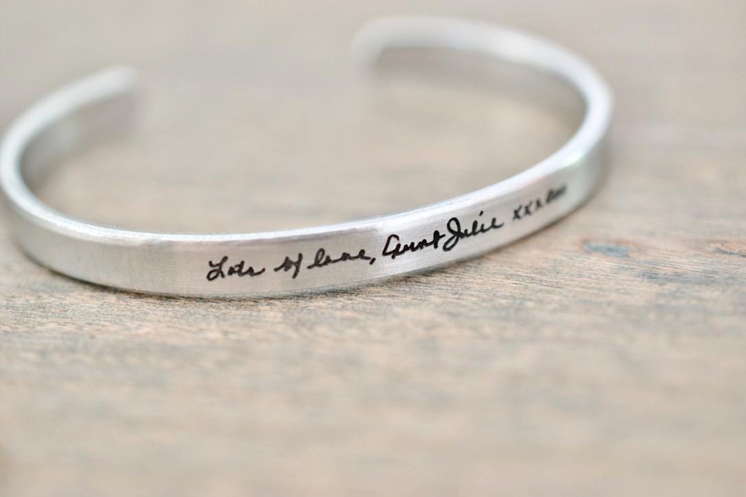 Handwriting Bracelet - Personalized Cuff - Engraved Jewelry - 1/4 inch