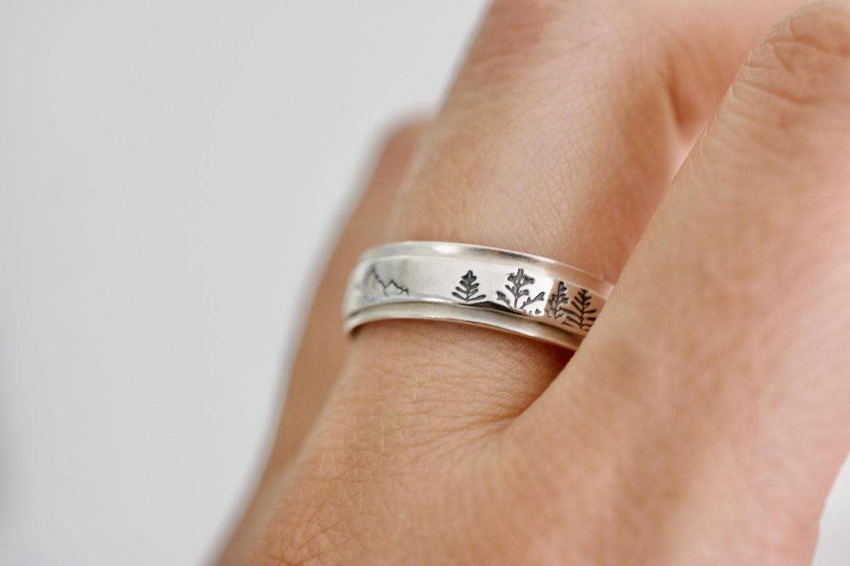 Sea Mountain Forest Spinner Ring - Fidget Ring