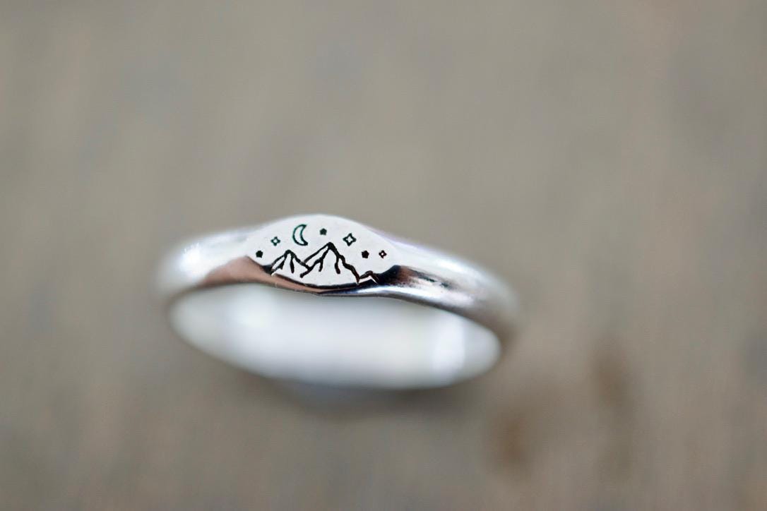 Mountain Ring - Sterling Signet Stacking Ring