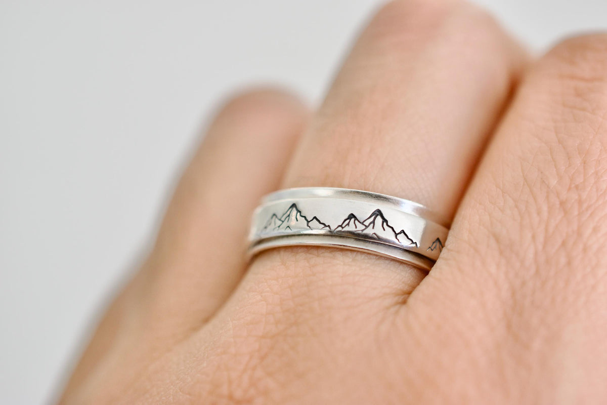 Sea Mountain Forest Spinner Ring - Fidget Ring