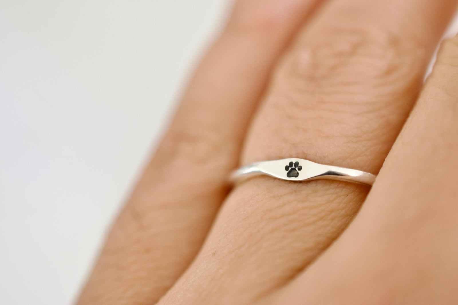 Pawprint Ring - Sterling Stacking Signet Ring