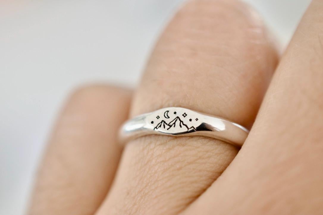 Mountain Ring - Sterling Signet Stacking Ring