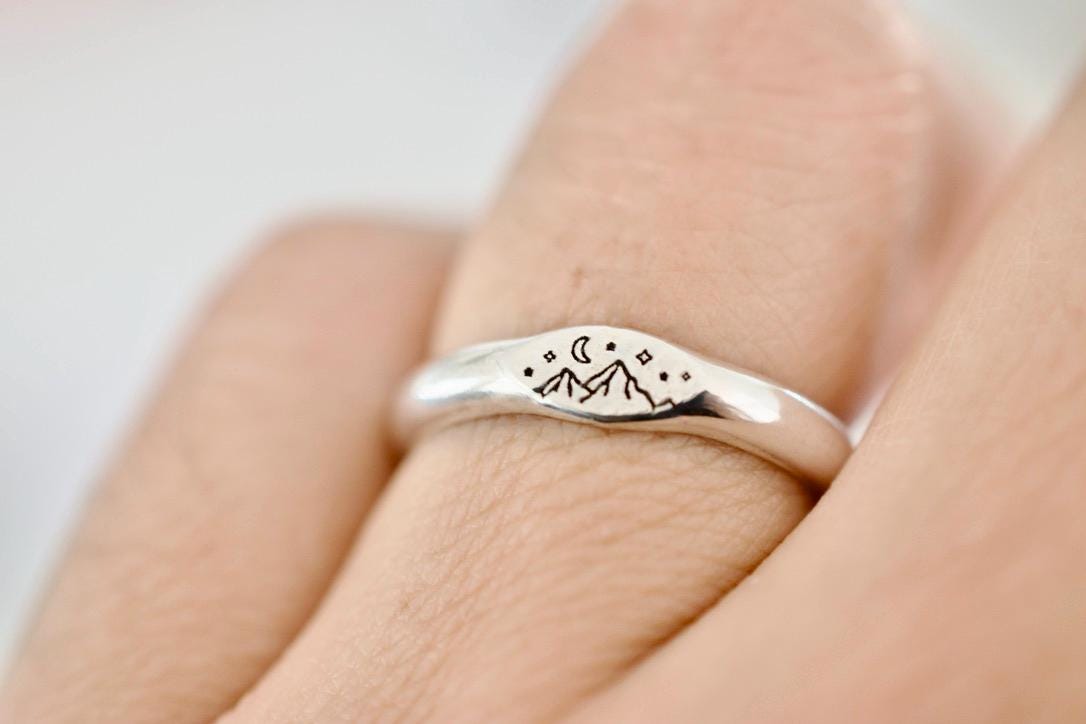 Mountain Ring - Sterling Signet Stacking Ring