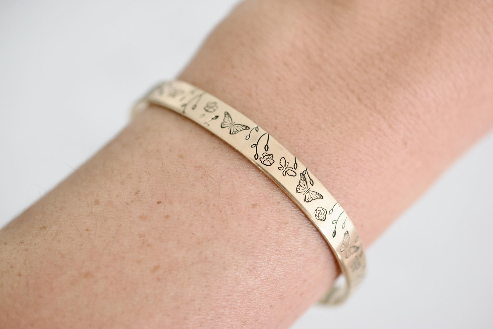 Butterfly Cuff Bracelet: Flower Jewelry, Adjustable Metal Cuff in Sterling, Copper, Brass or Aluminum