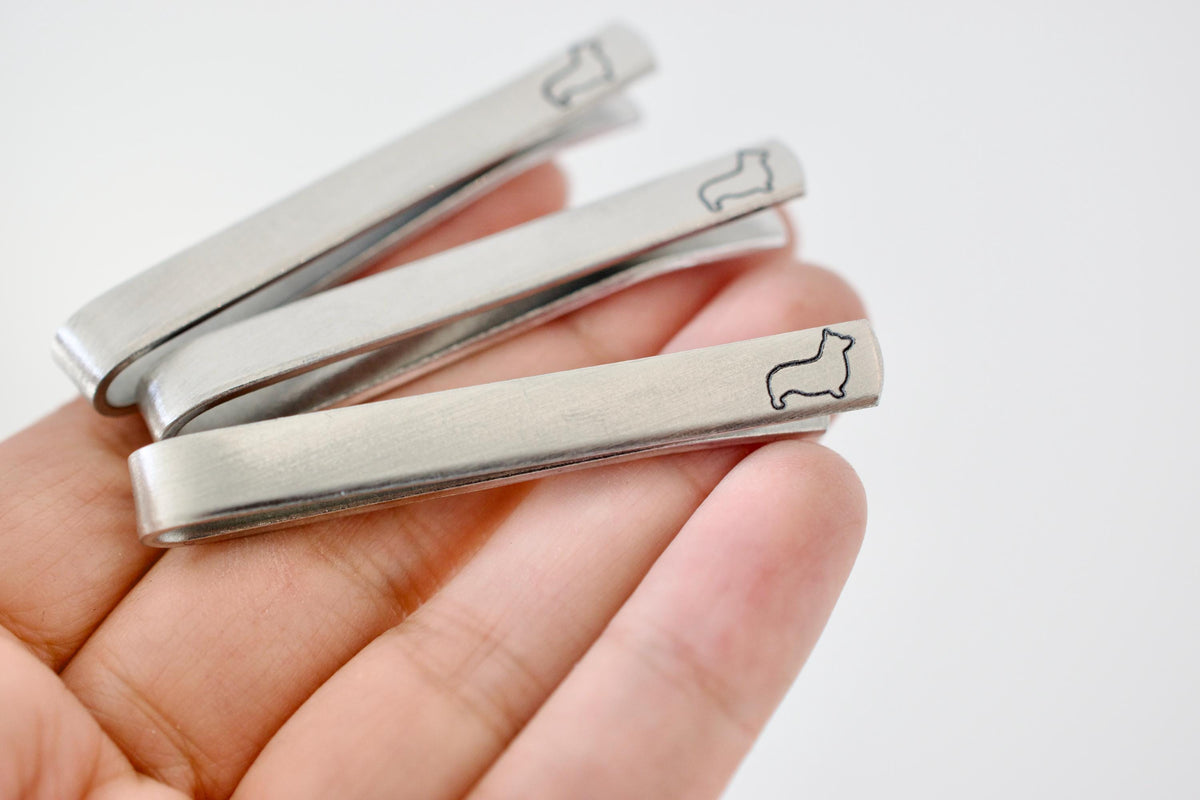 Custom Dog Outline Tie Clip, Personalized Pet Tie Bar