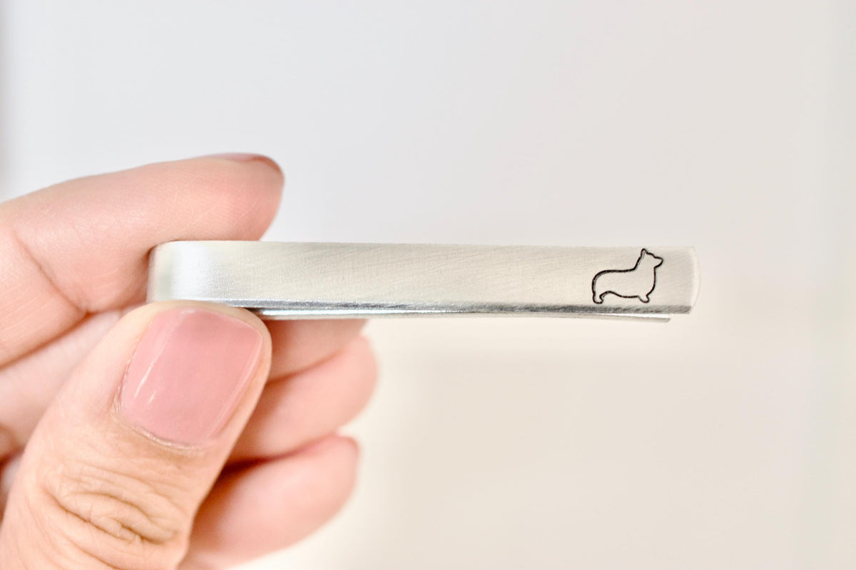 Custom Dog Outline Tie Clip, Personalized Pet Tie Bar