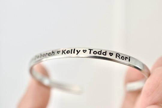 Custom Name Bracelet - Sterling Children Grandkid Name Cuff