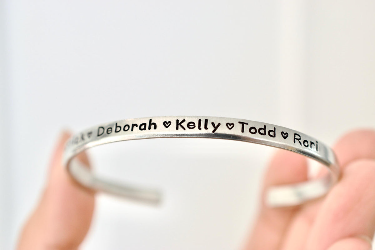 Custom Name Bracelet - Sterling Children Grandkid Name Cuff