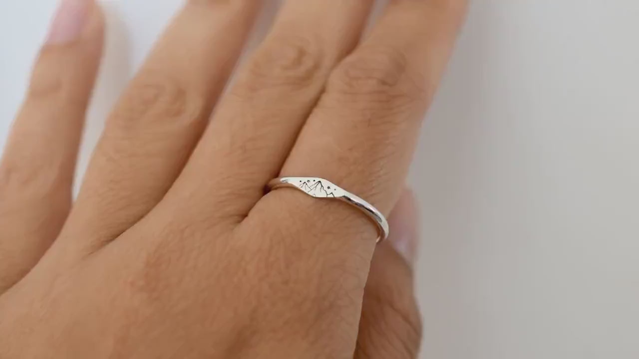 Mountain Ring - Sterling Signet Stacking Ring